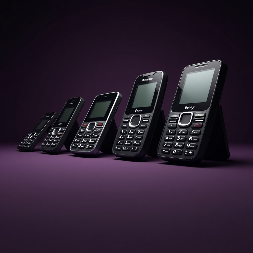 Colaj de telefoane mobile din diferite ere