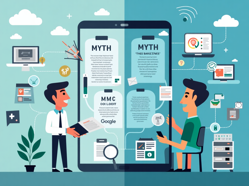 Ilustrație reprezentând conceptul de mit versus realitate în domeniul comunicațiilor mobile